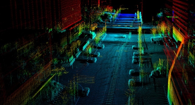 Solid state LiDAR image with object recognition software.