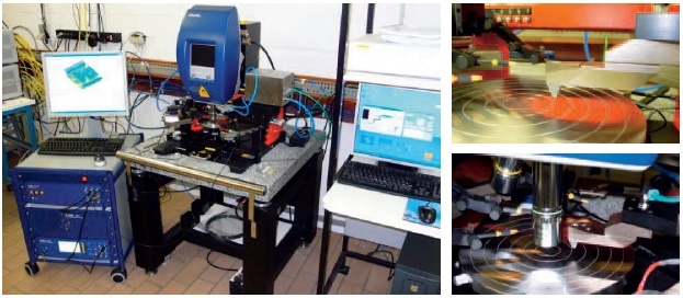 Measurement and test system including the Micro System Analyzer and pressure unit (to the right, close views of the pressure nozzle).