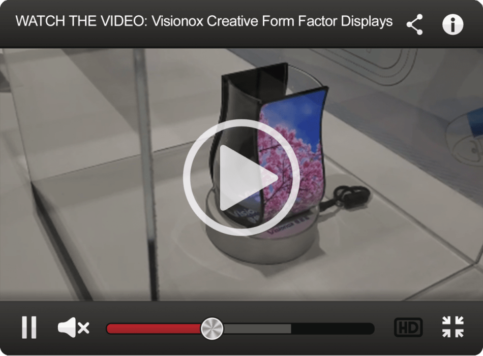 A look at the range of curved display concepts by Visionox booth at this year’s Display Week 2019 in San Jose, CA. (Video source: Dave Haynes, sixteen-nine.net)