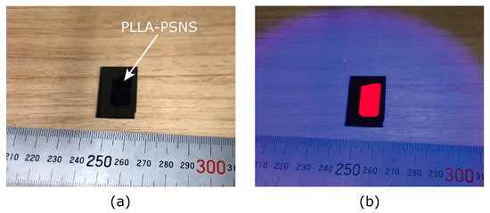 Typical example of PLLA-PSNS transferred on silicon wafer. (a) PLLA-PSNS image without illumination. (b) PLLA-PSNS image with illumination.