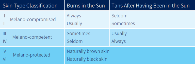 Skin type classification.