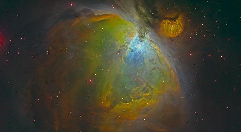 Orion Nebula (Color image with 3 wavelength filters).