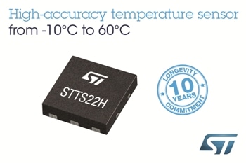 Temperature Sensor Accurate to 0.25°C, from STMicroelectronics, Delivers Flexible Power Savings for Mobile Monitoring